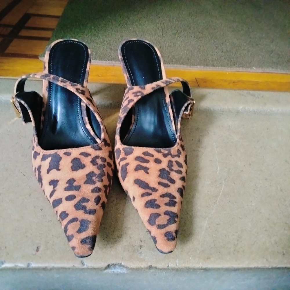 Leopard Print Women's Slingback Heels